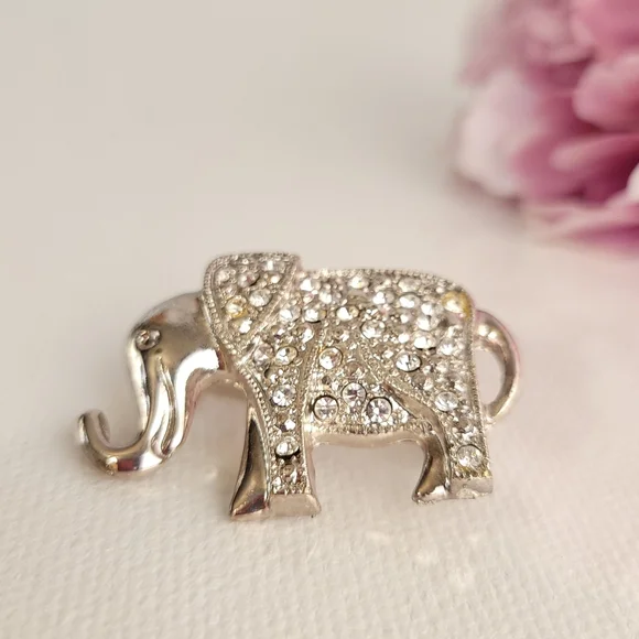 Rhinestone Covered Elephant Pin - Picture 3 of 8